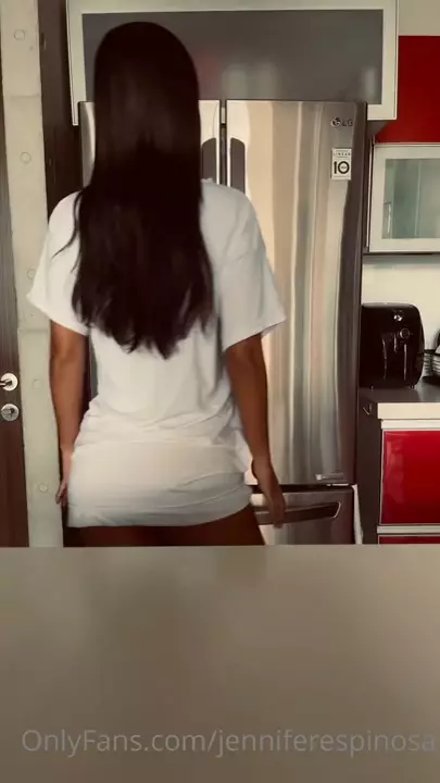 Jennifer Espinosa XXX with panties stuck in the kitchen