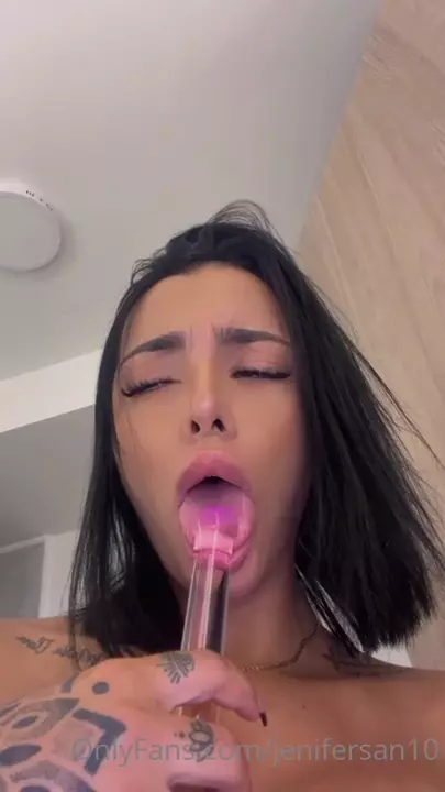Jennifer Sánchez savoring the toy in a very tasty way