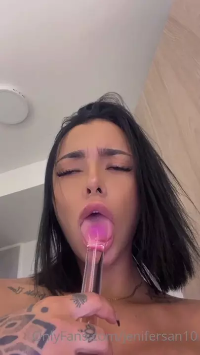 Jennifer Sánchez savoring the toy in a very tasty way