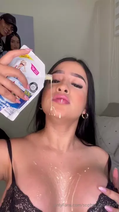 Sophia Ramirez, all empowered, taking milk and just smeared