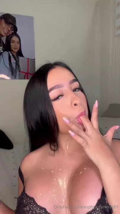 Sophia Ramirez, all empowered, taking milk and just smeared
