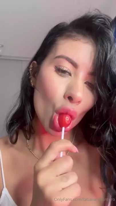Tatiana Quintero Saboring a lollipop in a very provocative way